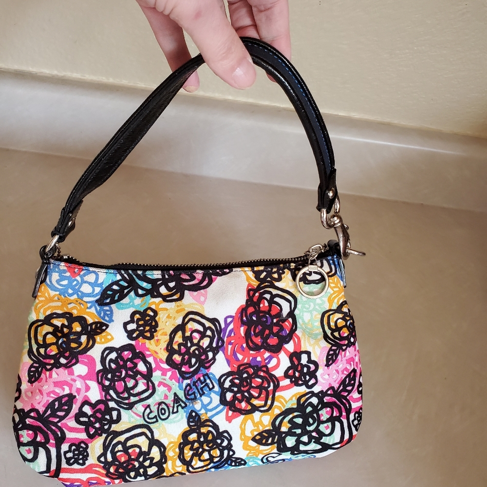 Euc Rare Coach Poppy Graffiti Flowered Multi-Color Handbag Purse Small - Picture 7 of 11